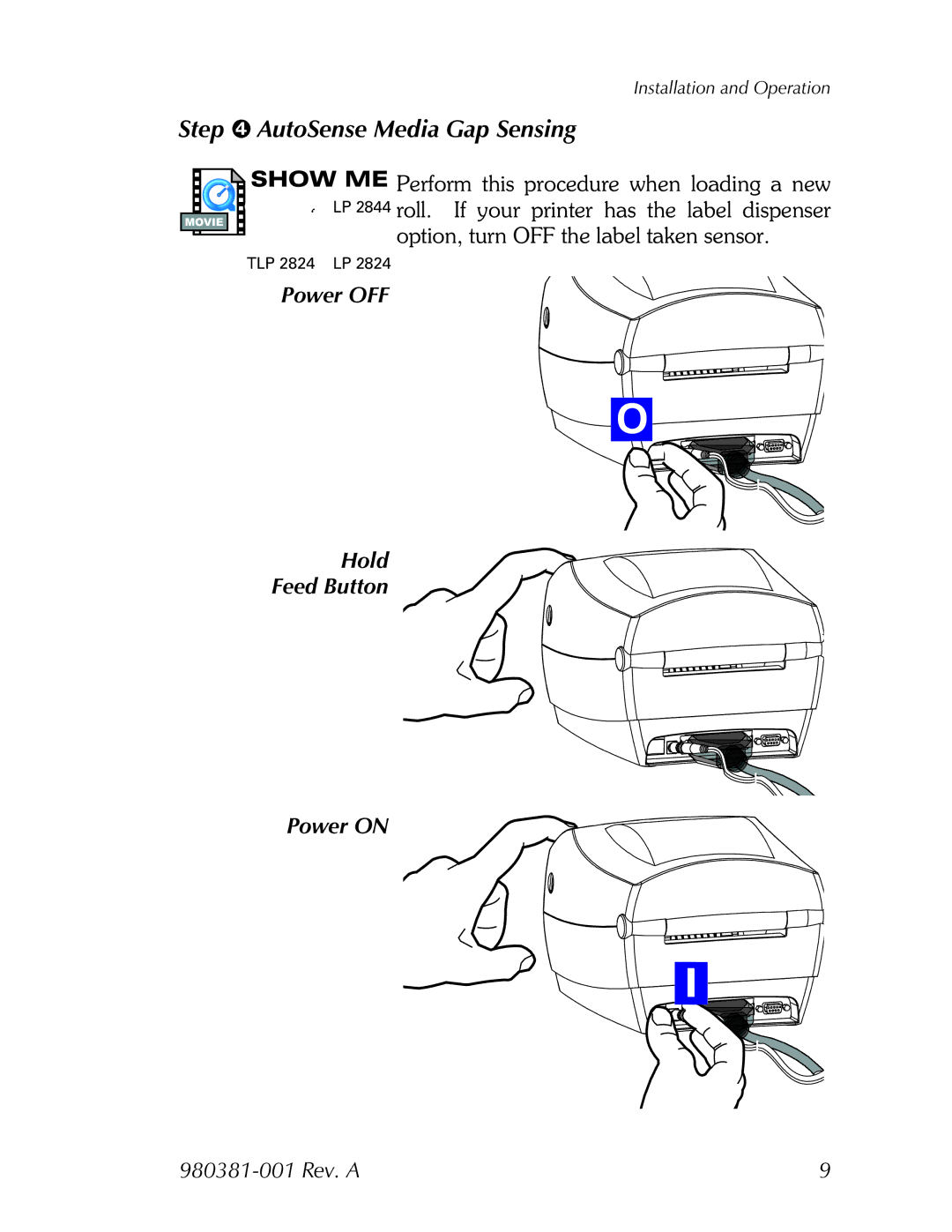 Zebra Technologies 2824 user manual Step AutoSense Media Gap Sensing 