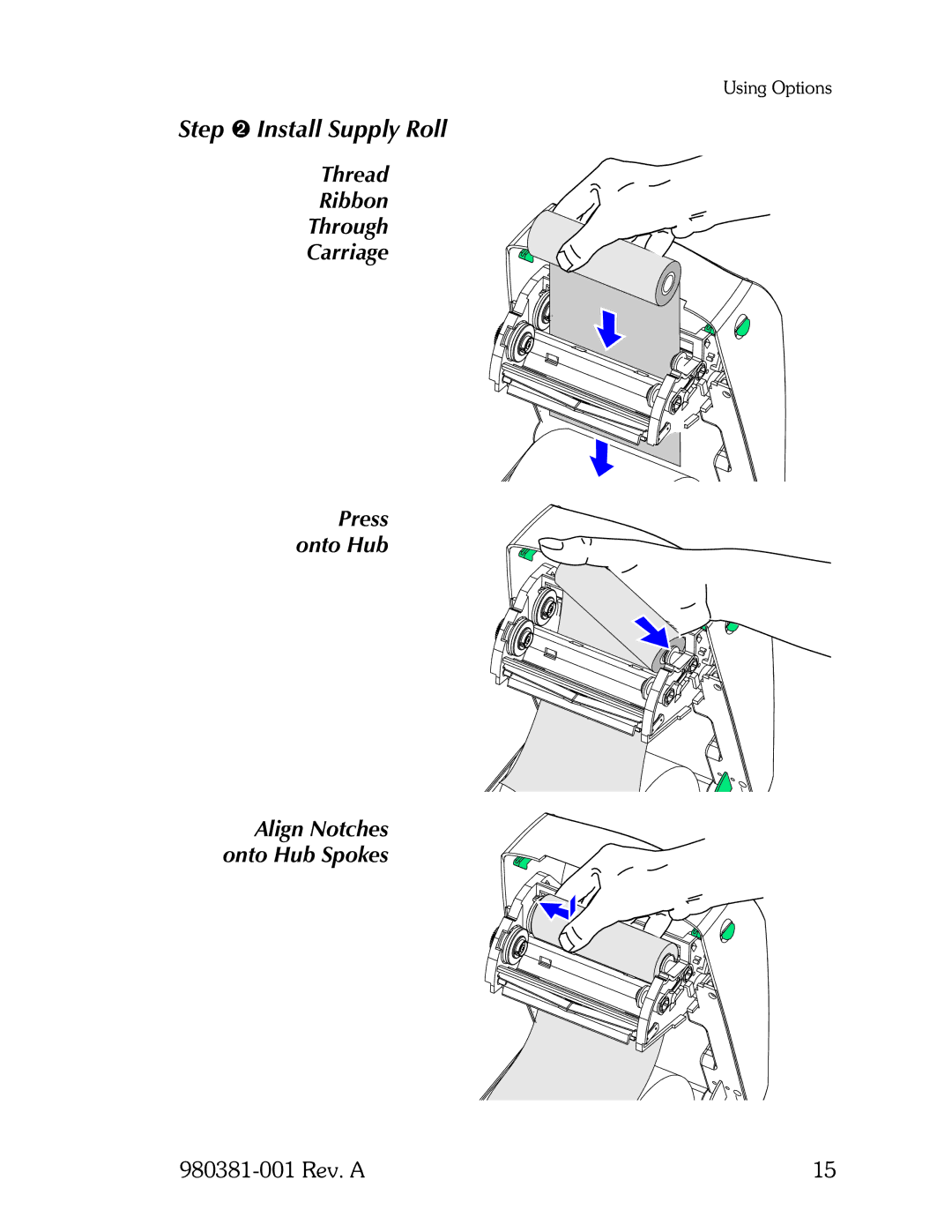 Zebra Technologies 2824 user manual Step Install Supply Roll 