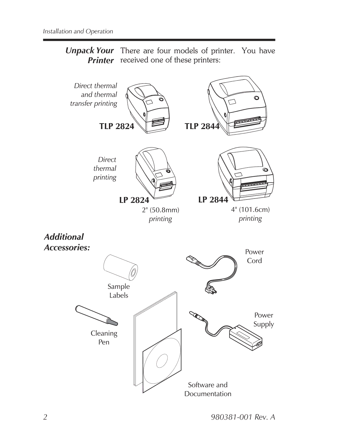 Zebra Technologies 2824 user manual Printer 