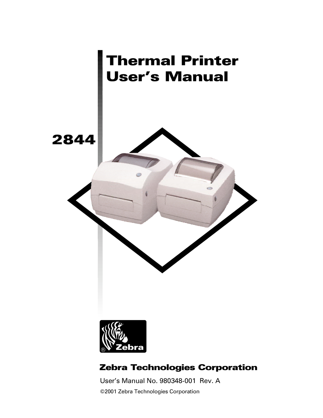 Zebra Technologies 2844 Printer user manual Thermal Printer User’s Manual 2844 