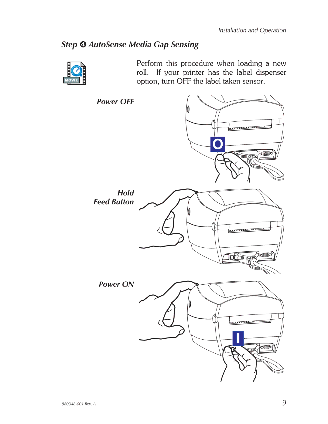 Zebra Technologies 2844 Printer user manual Step ➍ AutoSense Media Gap Sensing 