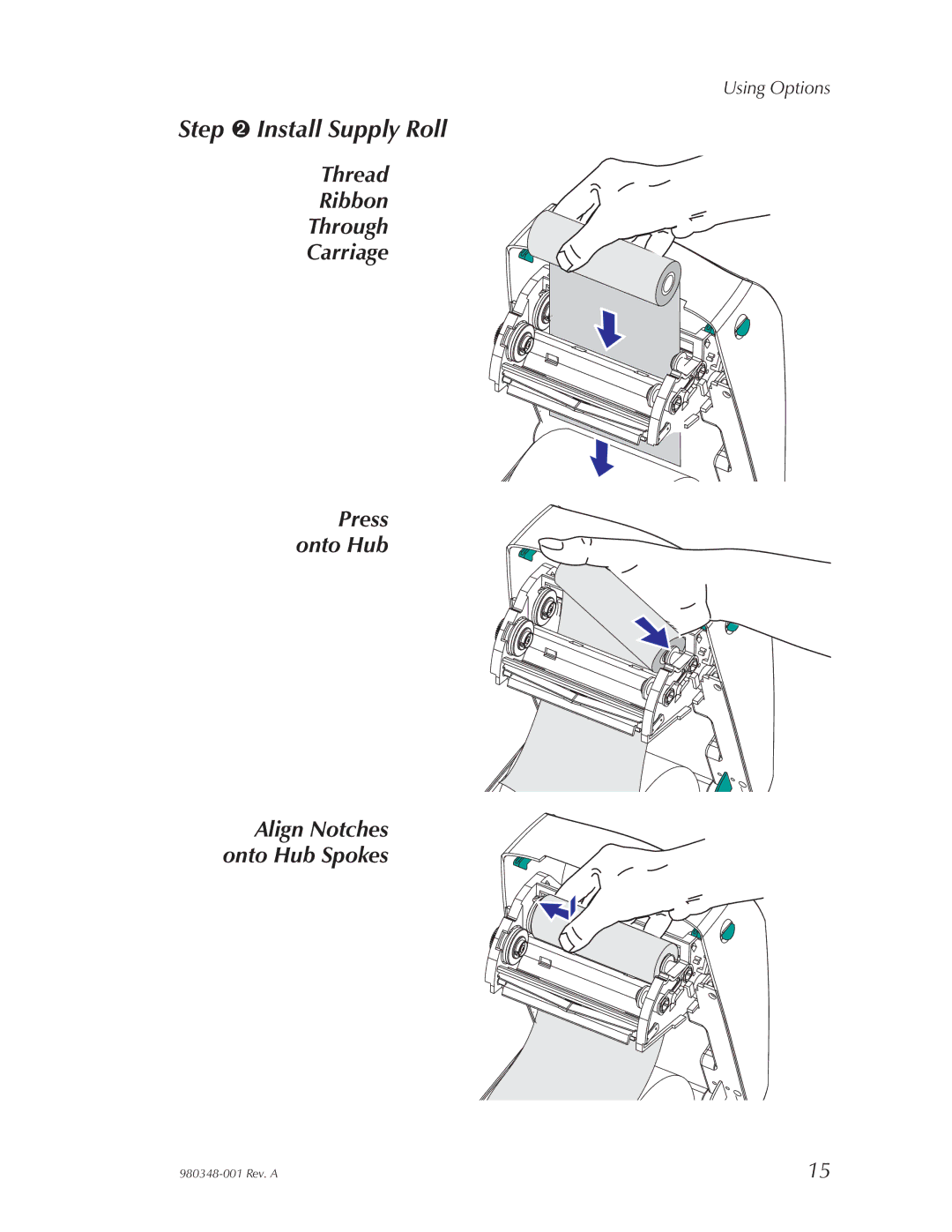 Zebra Technologies 2844 Printer user manual Step ➋ Install Supply Roll 