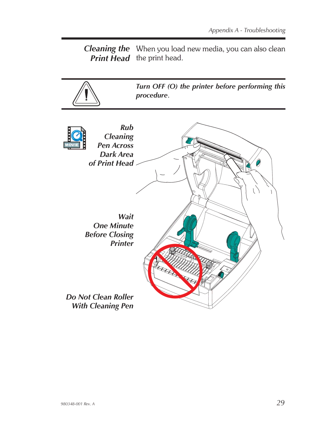 Zebra Technologies 2844 Printer user manual Turn OFF O the printer before performing this procedure 