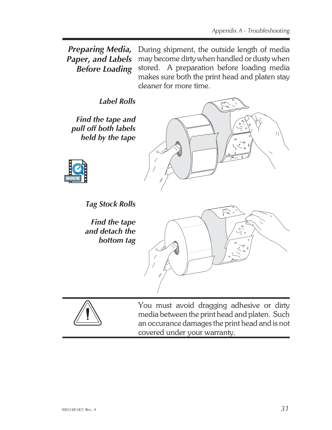 Zebra Technologies 2844 Printer user manual Preparing Media Paper, and Labels Before Loading 