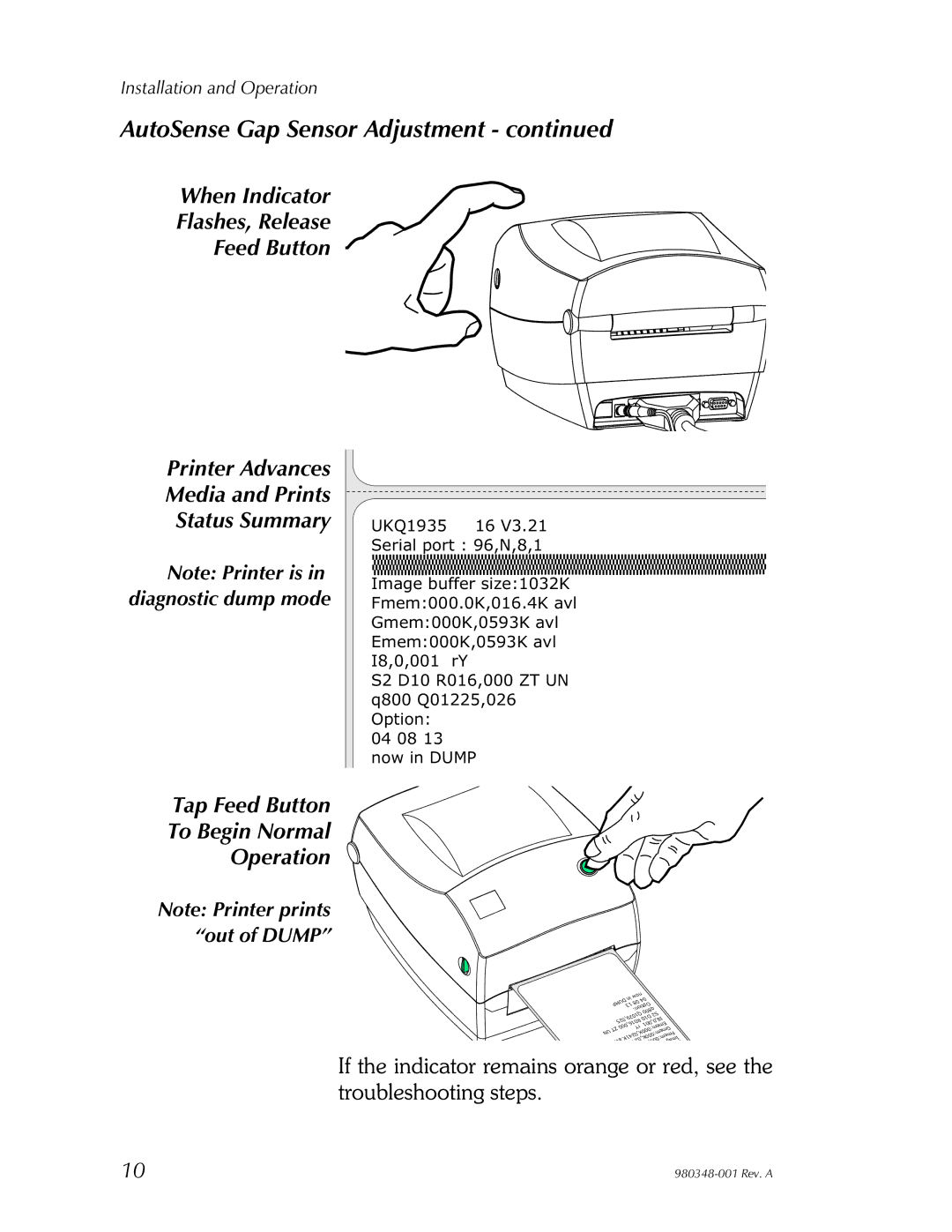 Zebra Technologies 2844 user manual AutoSense Gap Sensor Adjustment 