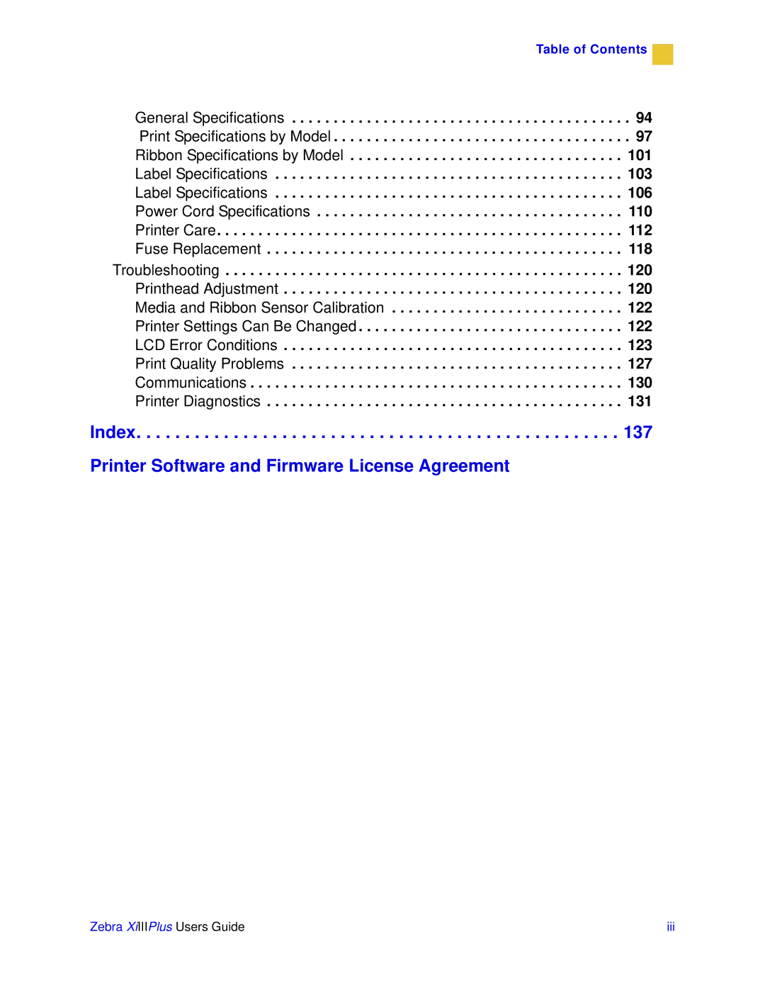 Zebra Technologies 3ULQWHUV manual Index Printer Software and Firmware License Agreement 