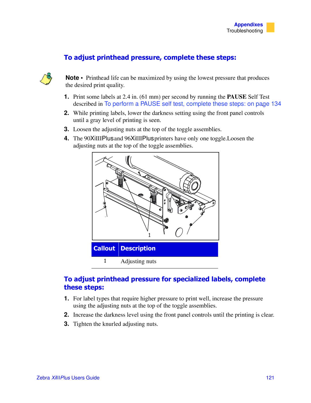 Zebra Technologies 3ULQWHUV manual 7RDGMXVWSULQWKHDGSUHVVXUHFRPSOHWHWKHVHVWHSV 