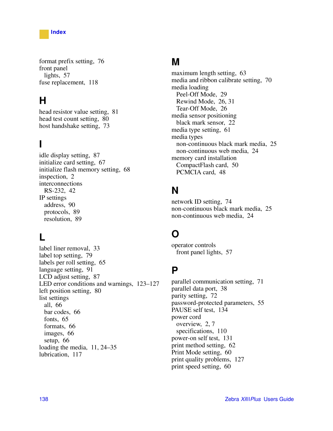 Zebra Technologies 3ULQWHUV manual Index 