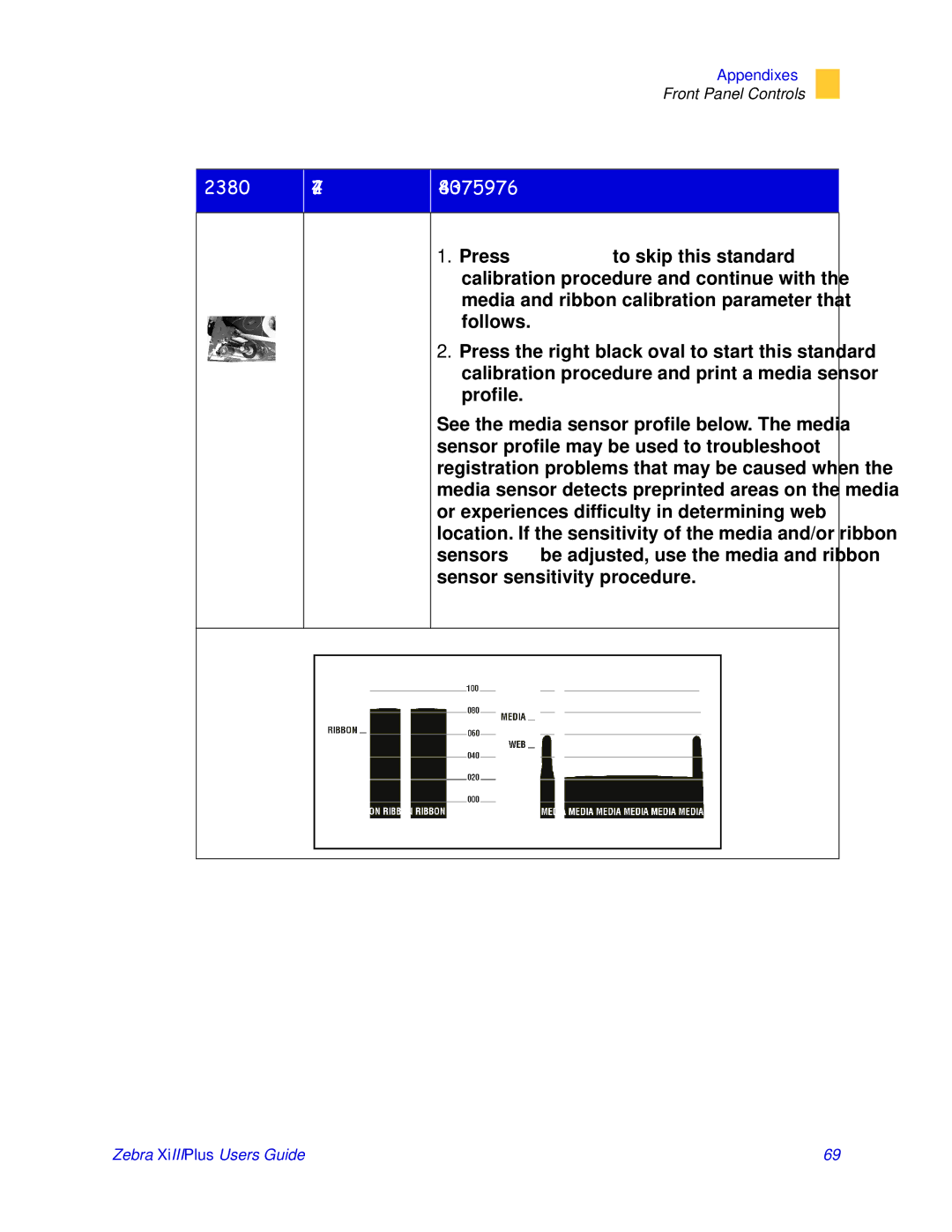 Zebra Technologies 3ULQWHUV manual 61625, 352, Media Sensor Profile 