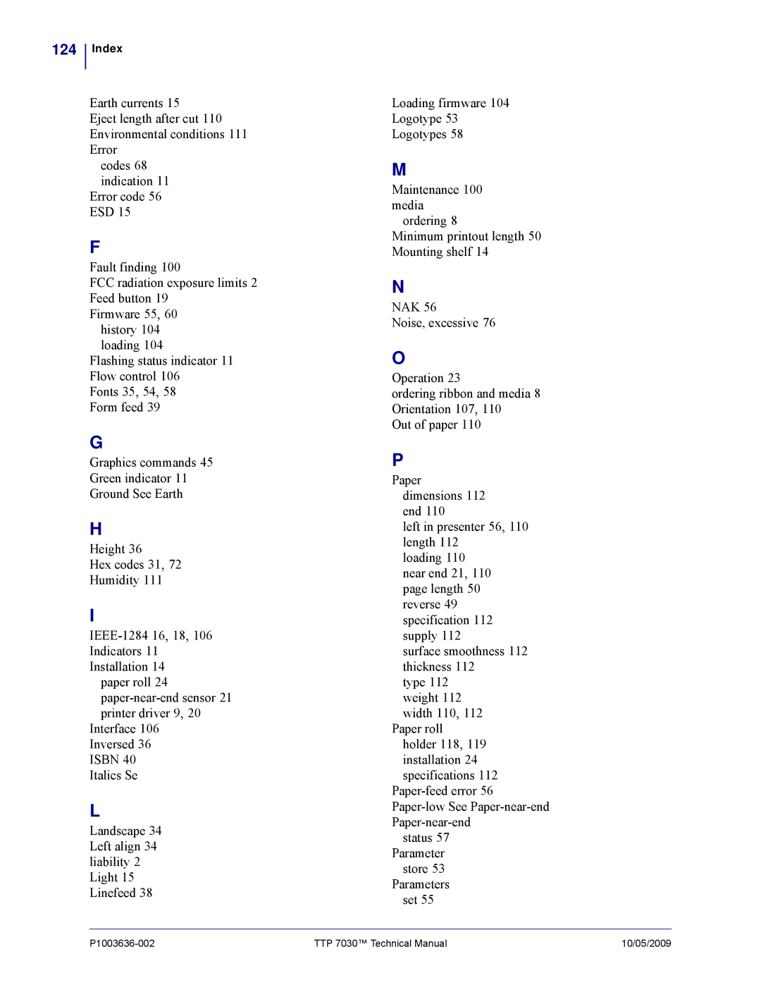 Zebra Technologies 7030 technical manual Index 