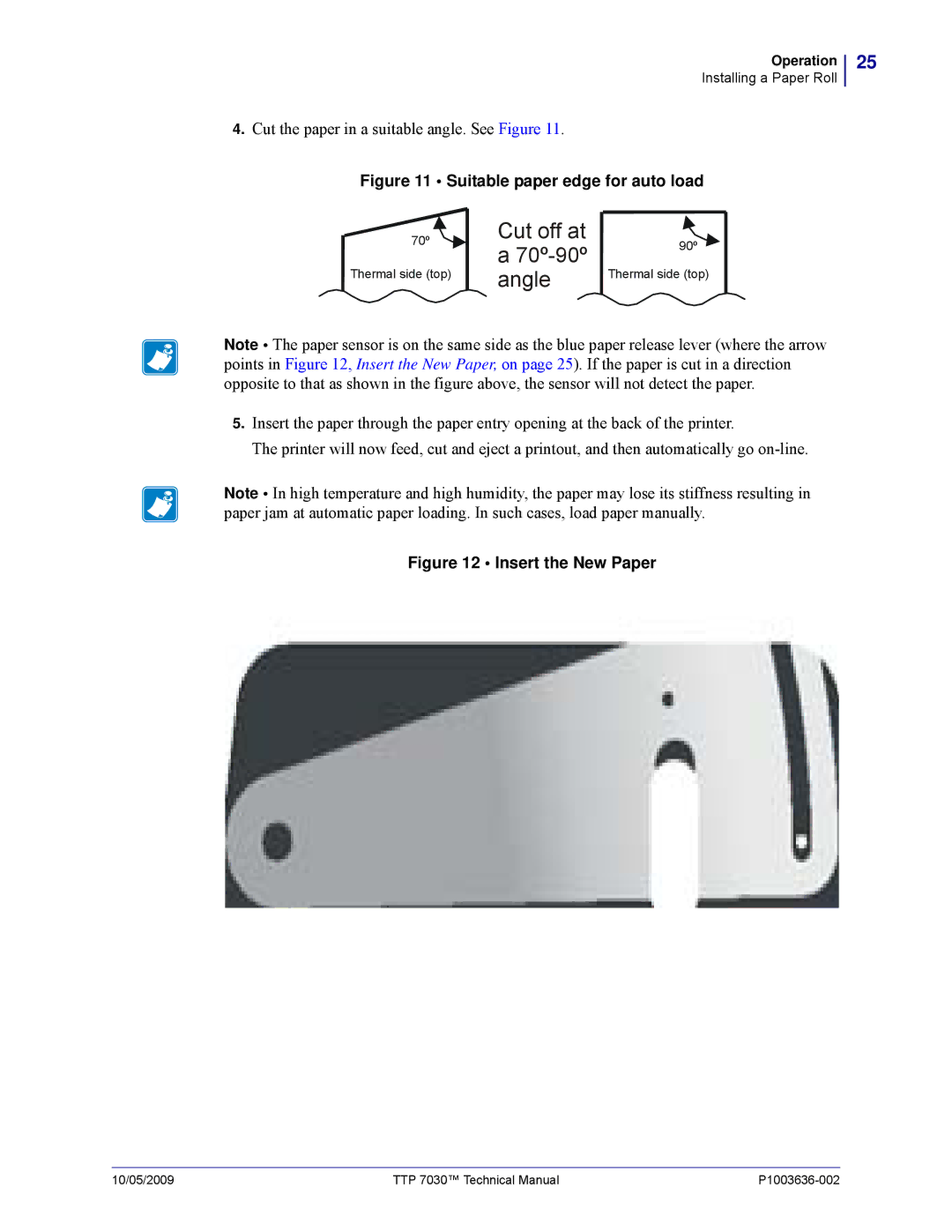 Zebra Technologies 7030 technical manual Angle, Cut the paper in a suitable angle. See Figure 