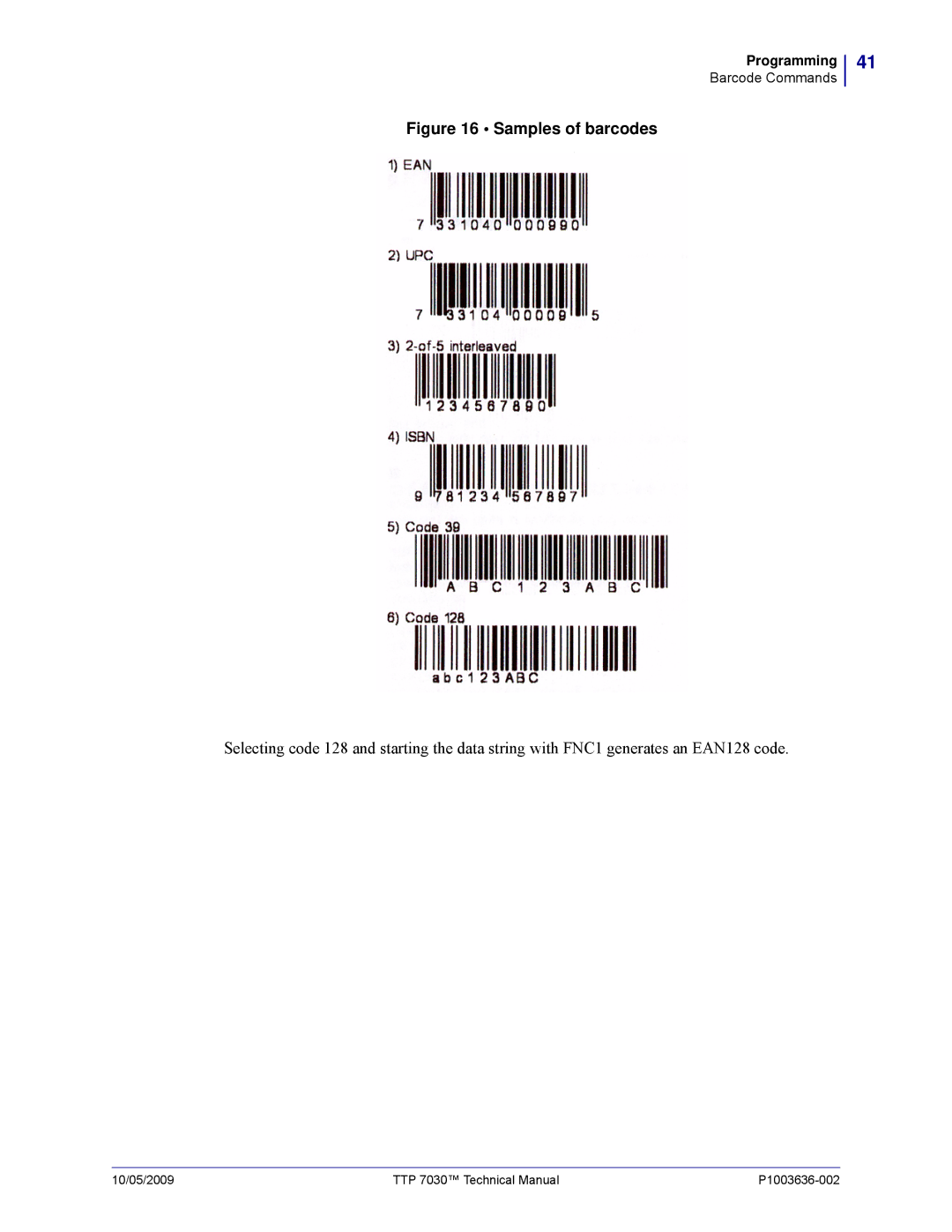 Zebra Technologies 7030 technical manual Samples of barcodes 