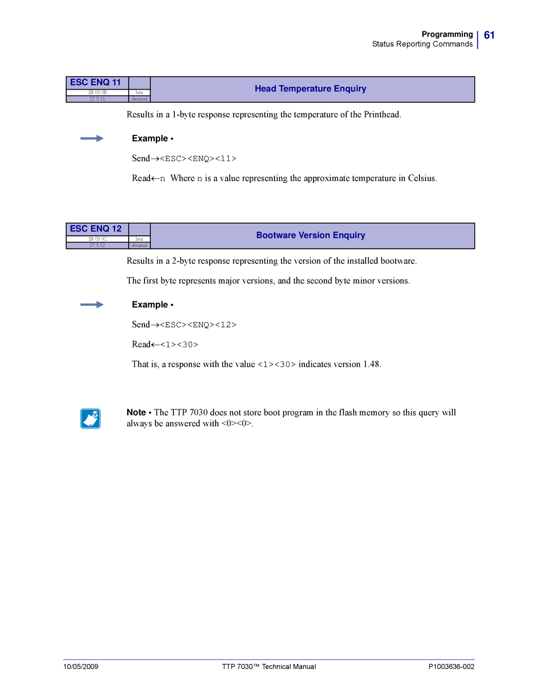 Zebra Technologies 7030 technical manual That is, a response with the value 130 indicates version 