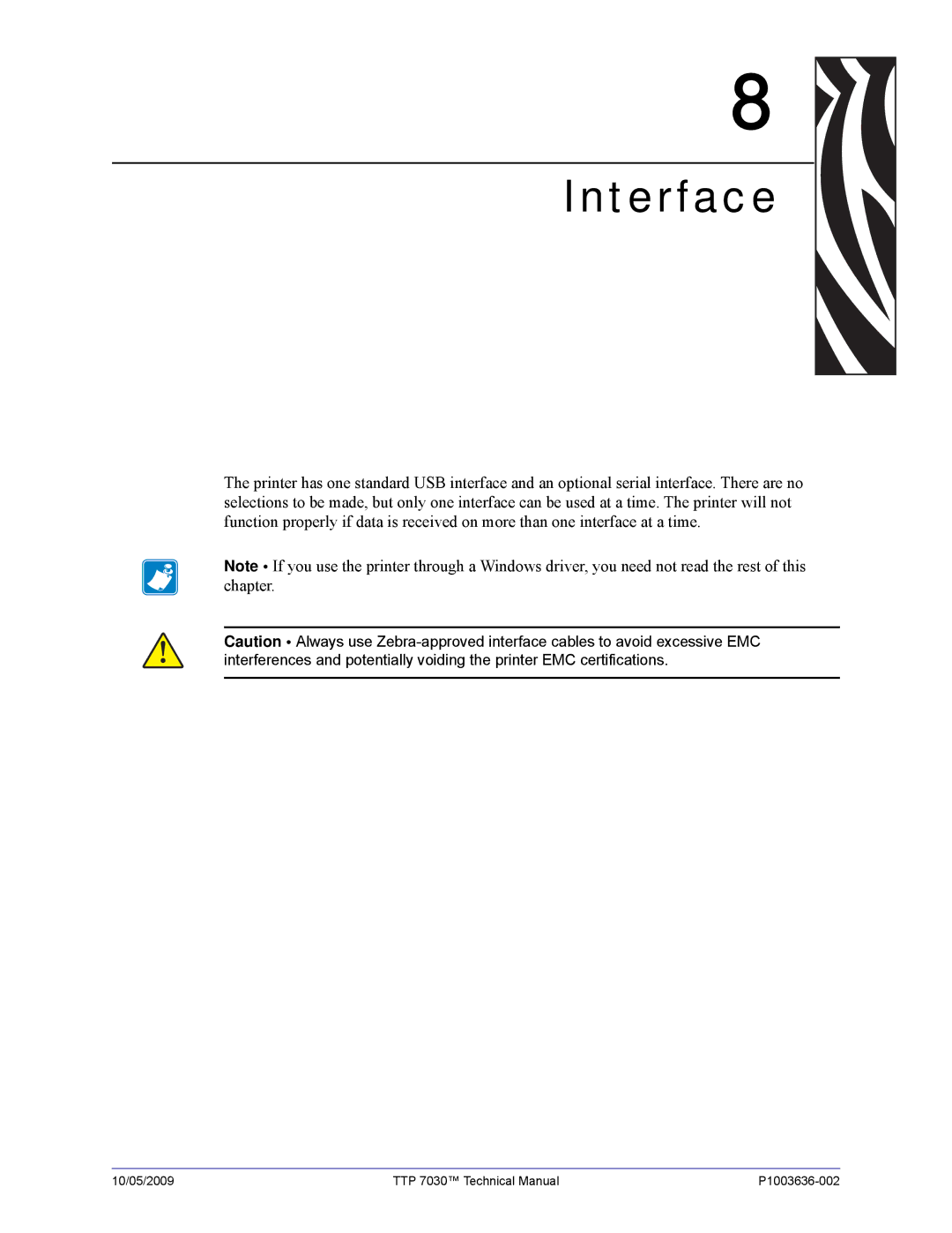 Zebra Technologies 7030 technical manual Interface 