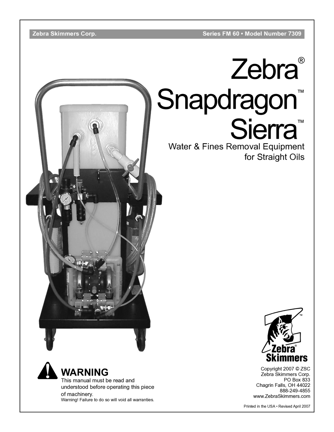 Zebra Technologies 7309 manual Zebra Snapdragon Sierra 