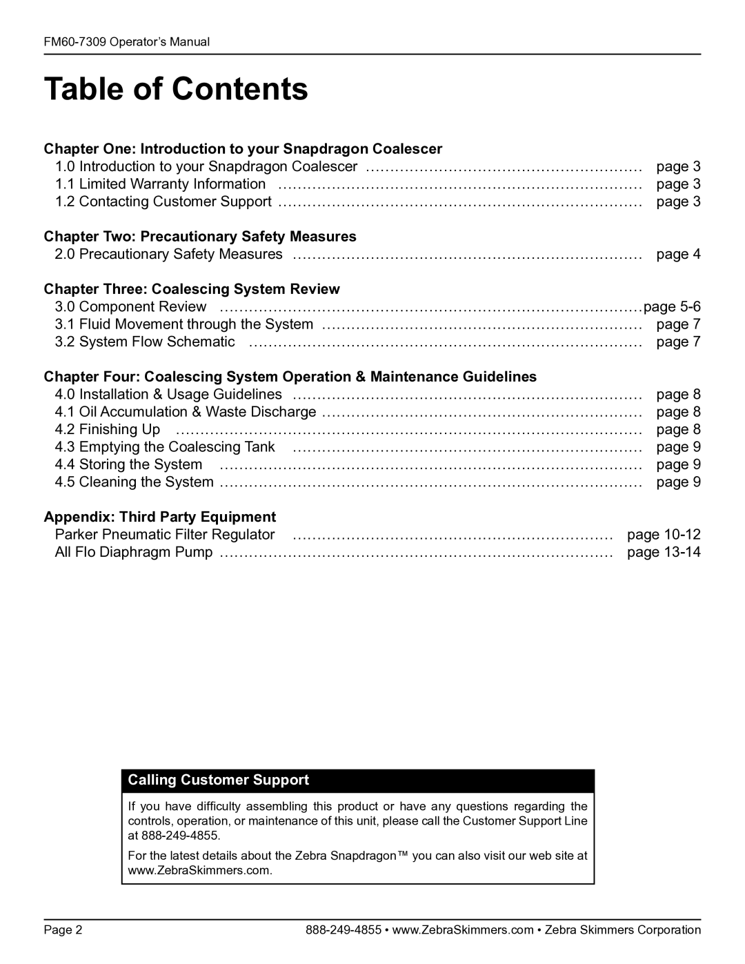 Zebra Technologies 7309 manual Table of Contents 