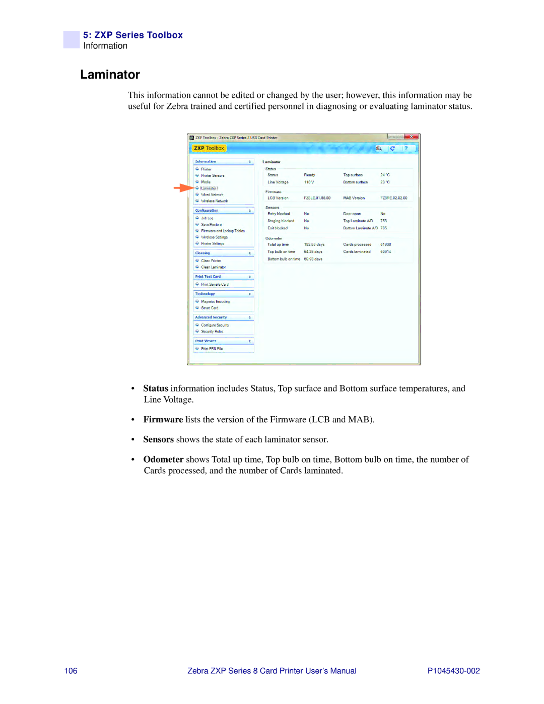 Zebra Technologies 8 user manual Laminator 