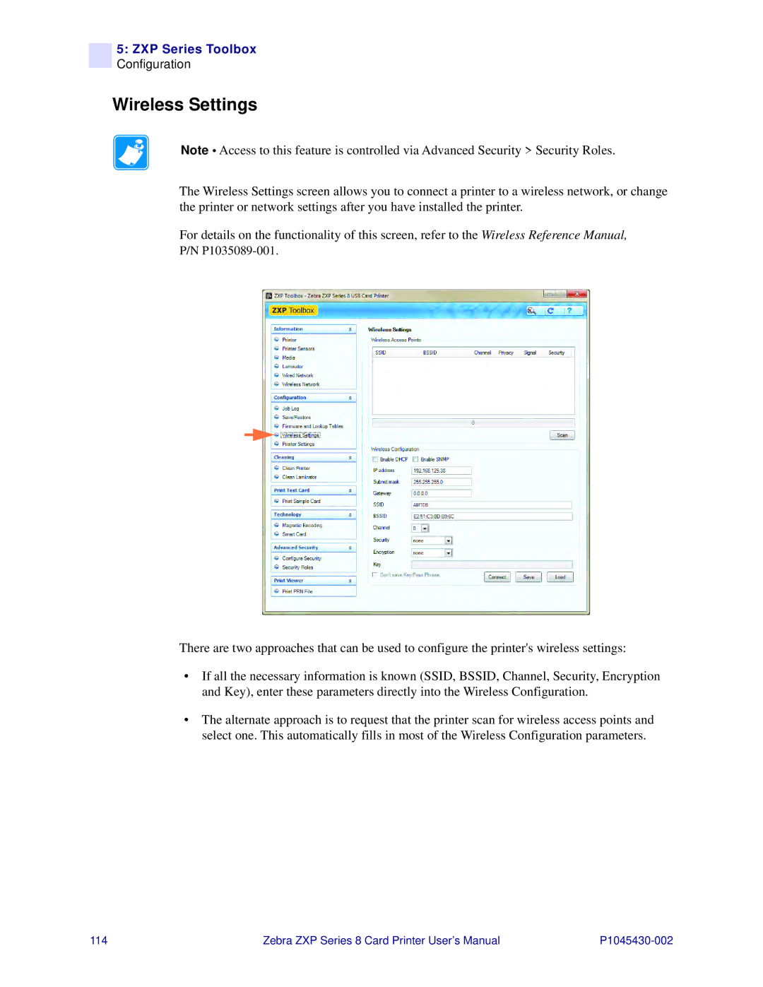 Zebra Technologies 8 user manual Wireless Settings 