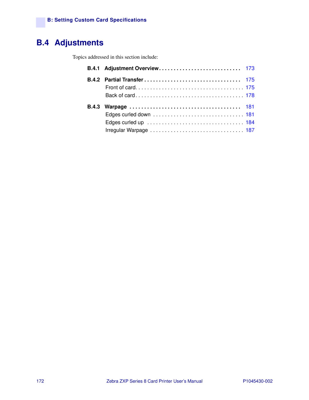 Zebra Technologies 8 user manual Adjustments, Warpage 