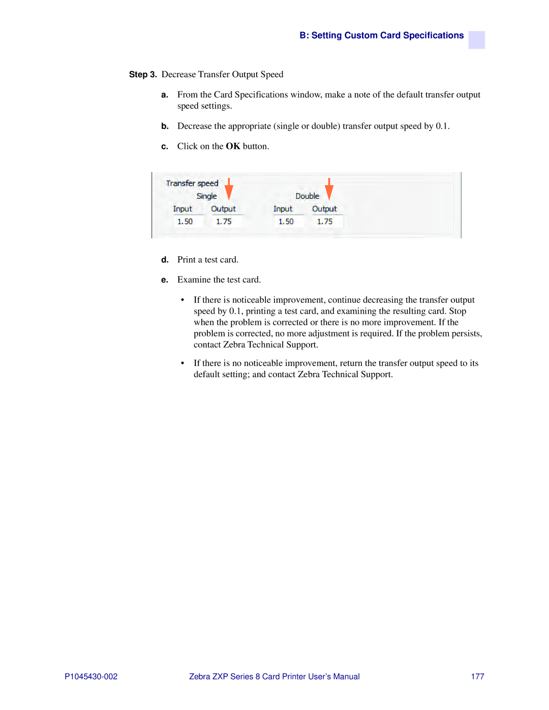 Zebra Technologies 8 user manual Setting Custom Card Specifications 