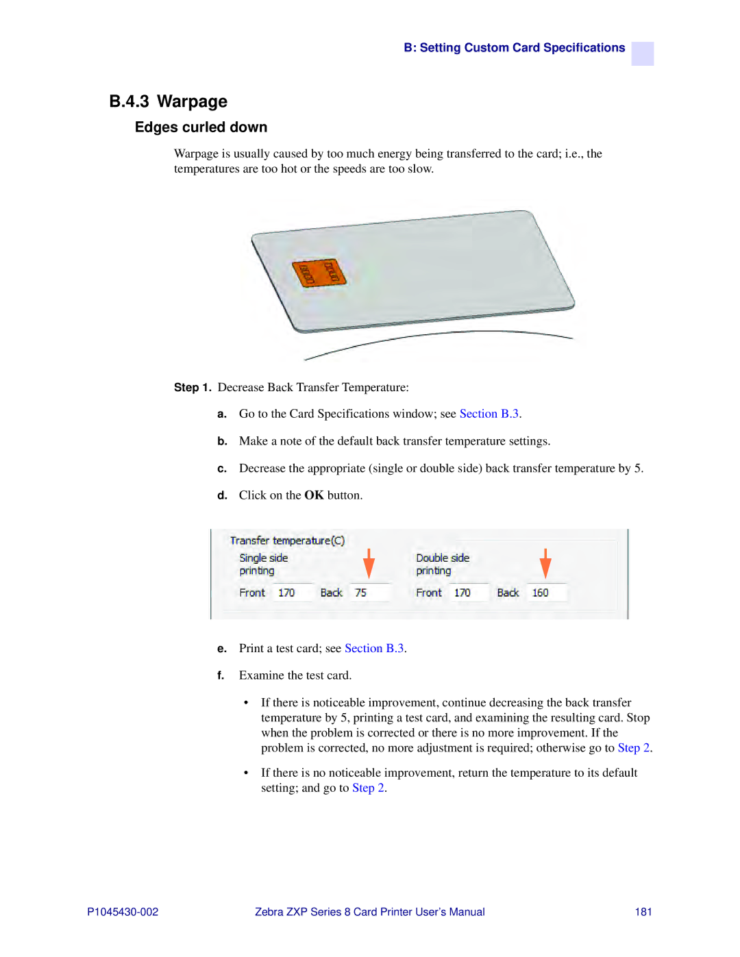 Zebra Technologies 8 user manual Warpage, Edges curled down 
