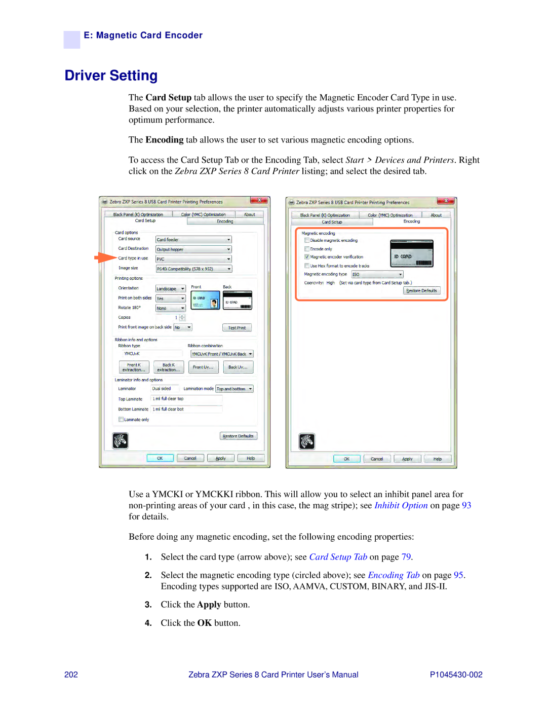 Zebra Technologies 8 user manual Driver Setting 