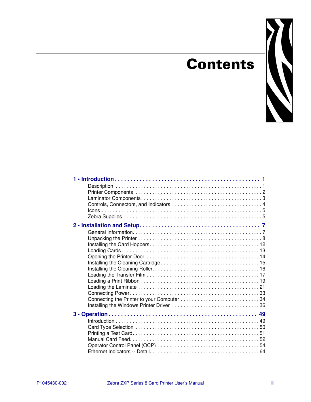 Zebra Technologies 8 user manual Contents 