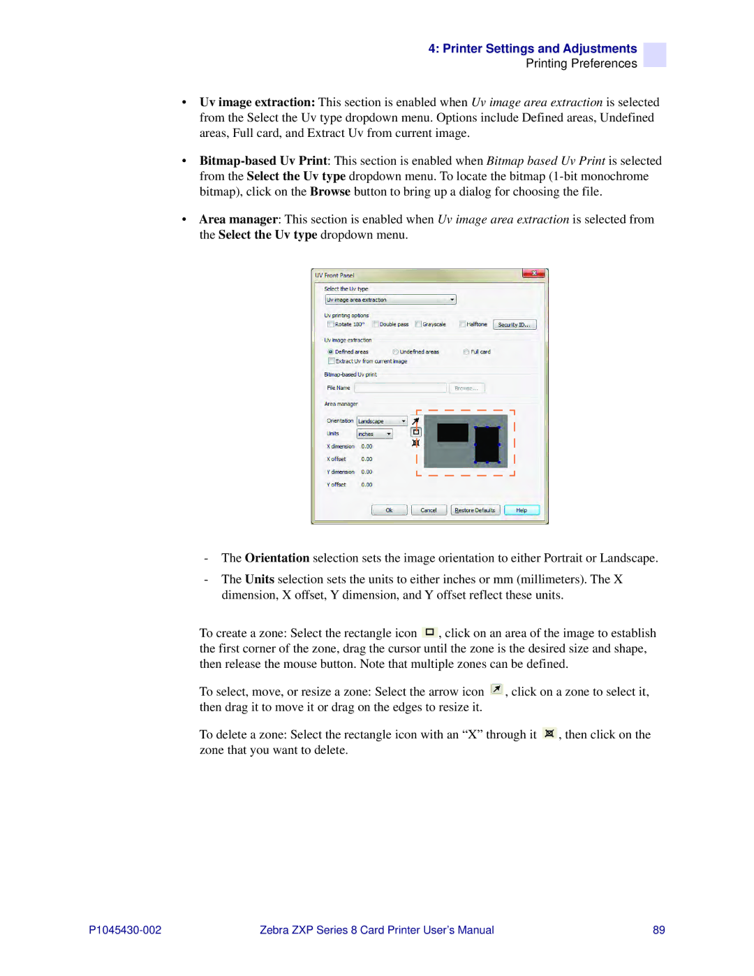 Zebra Technologies 8 user manual Printer Settings and Adjustments 