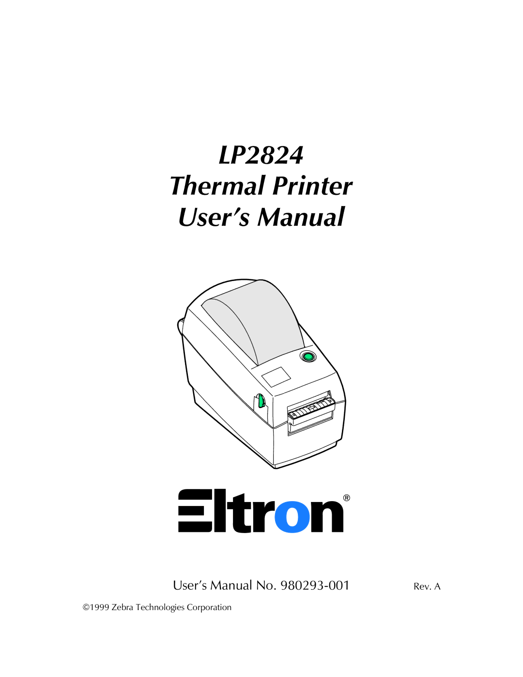 Zebra Technologies 980293-001 user manual LP2824 Thermal Printer User’s Manual 