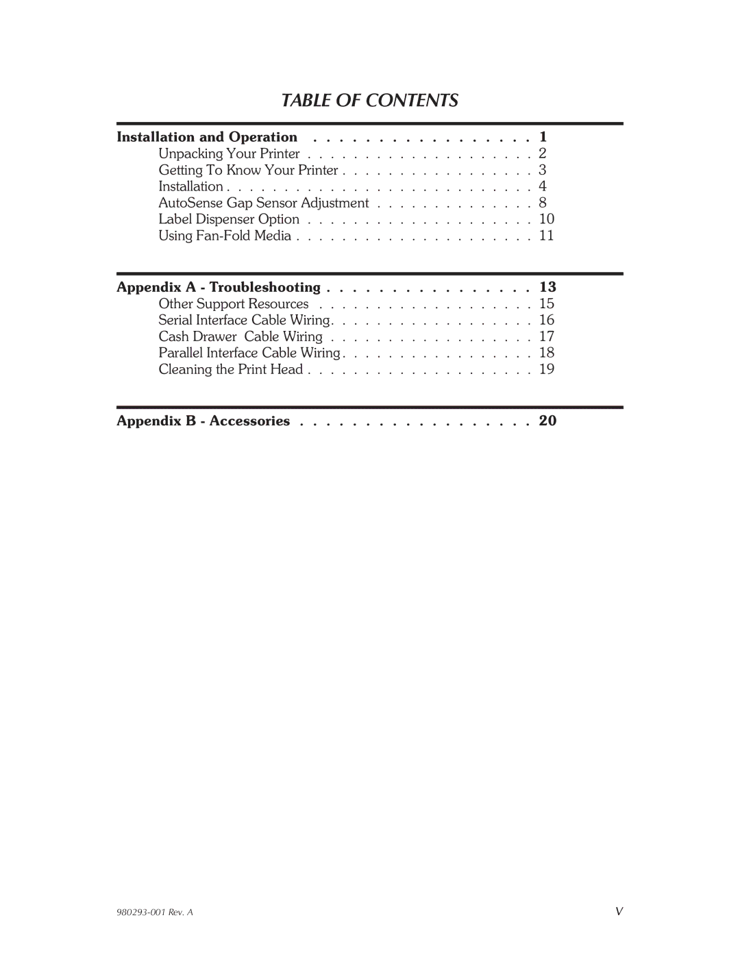 Zebra Technologies 980293-001 user manual Table of Contents 