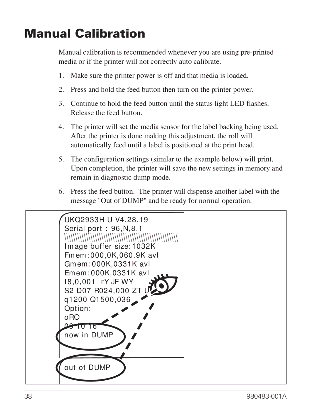 Zebra Technologies Desktop Printer manual Manual Calibration 