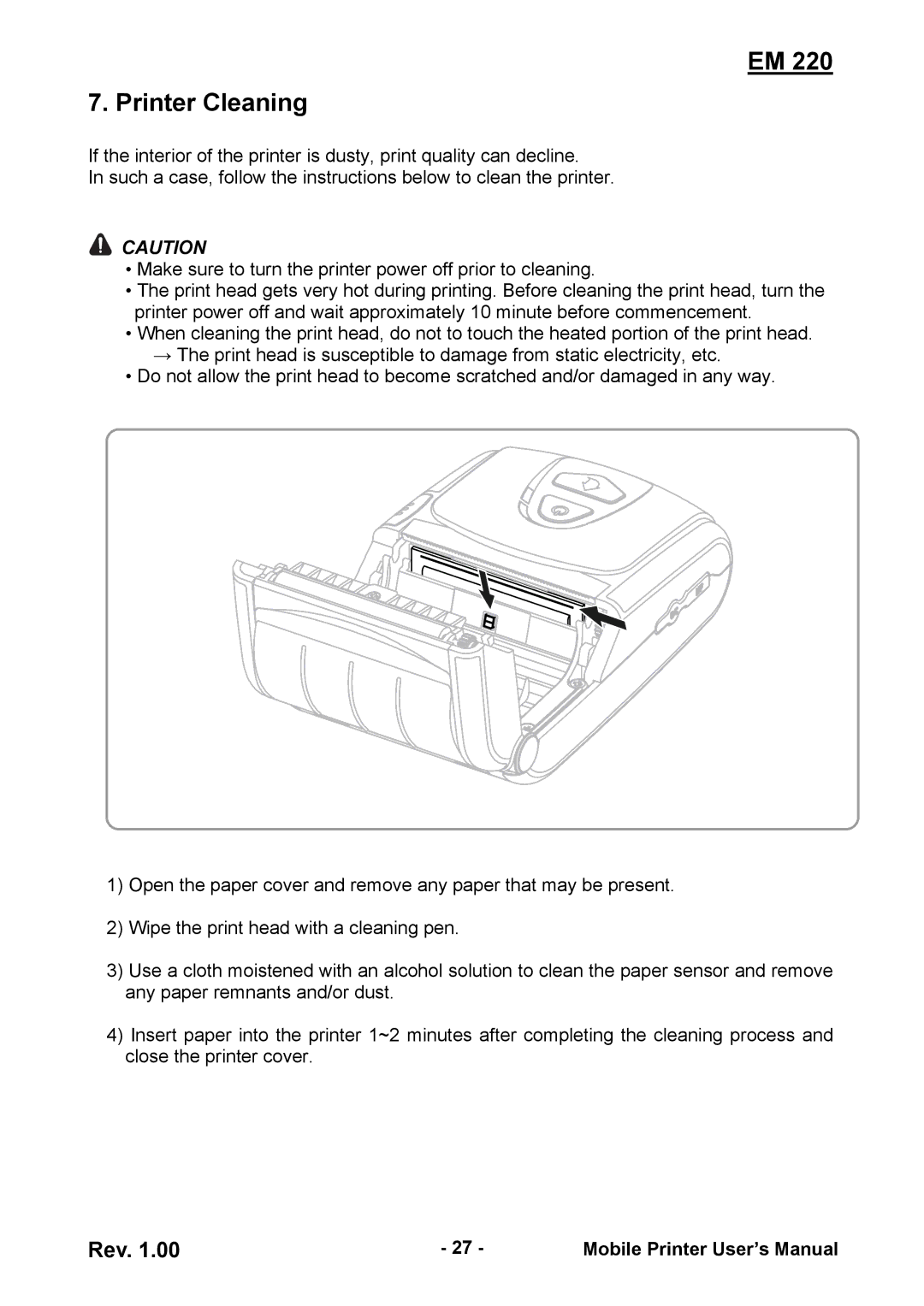 Zebra Technologies EM 220 user manual Printer Cleaning 