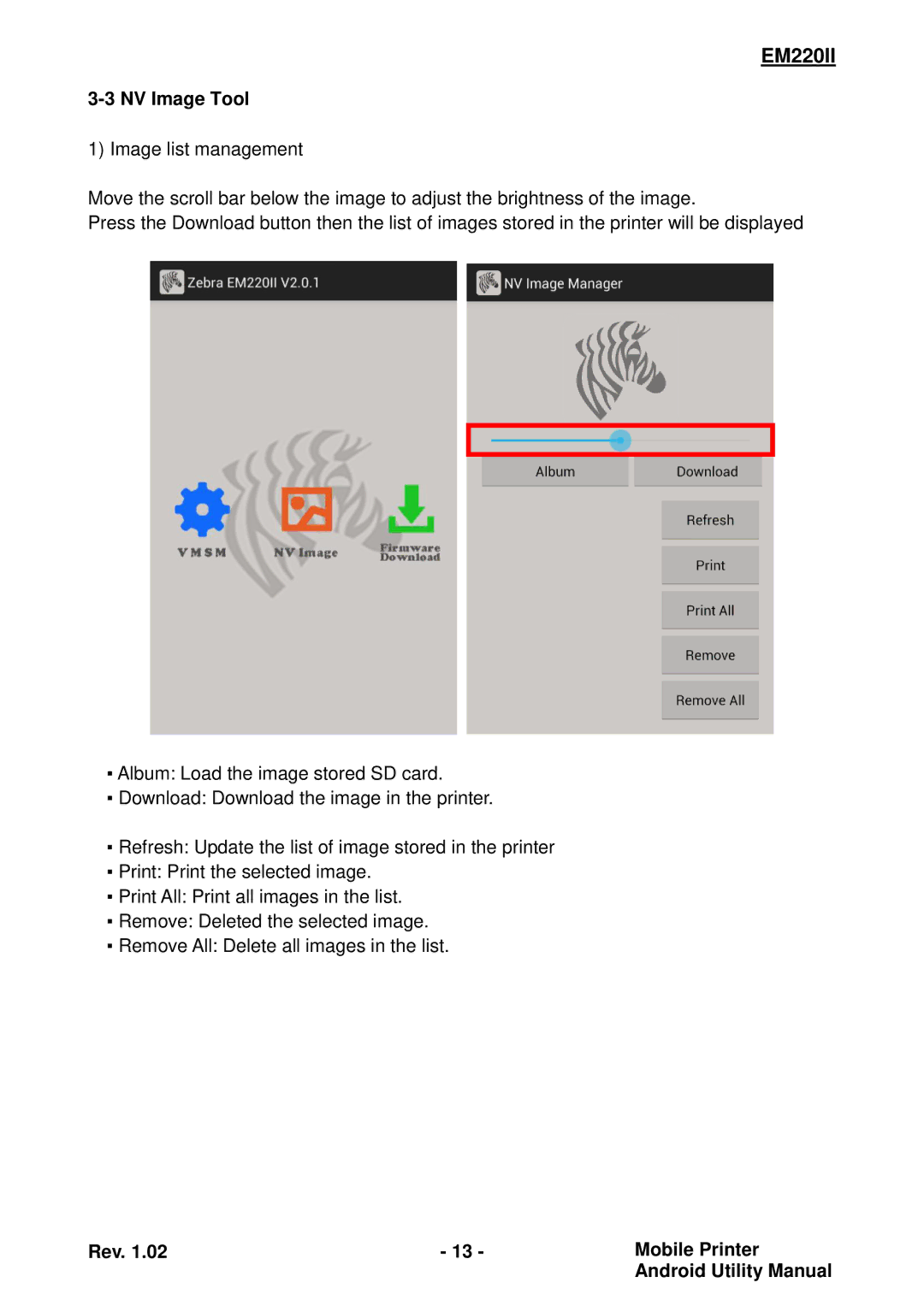 Zebra Technologies EM220II manual NV Image Tool 