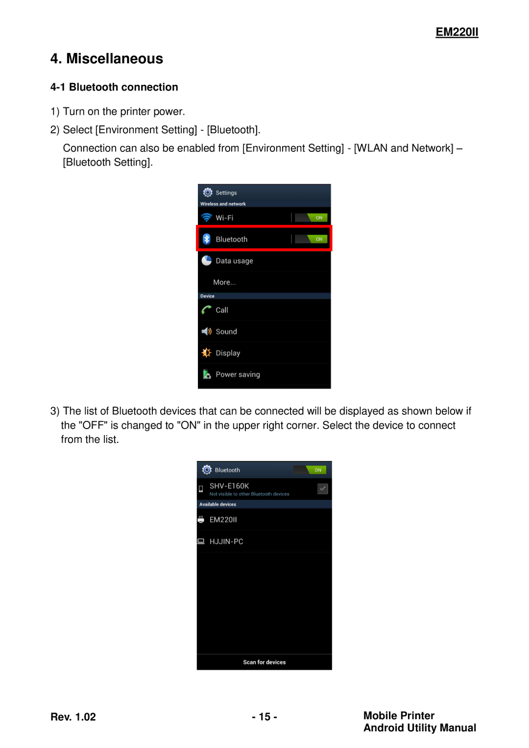 Zebra Technologies EM220II manual Miscellaneous, Bluetooth connection 