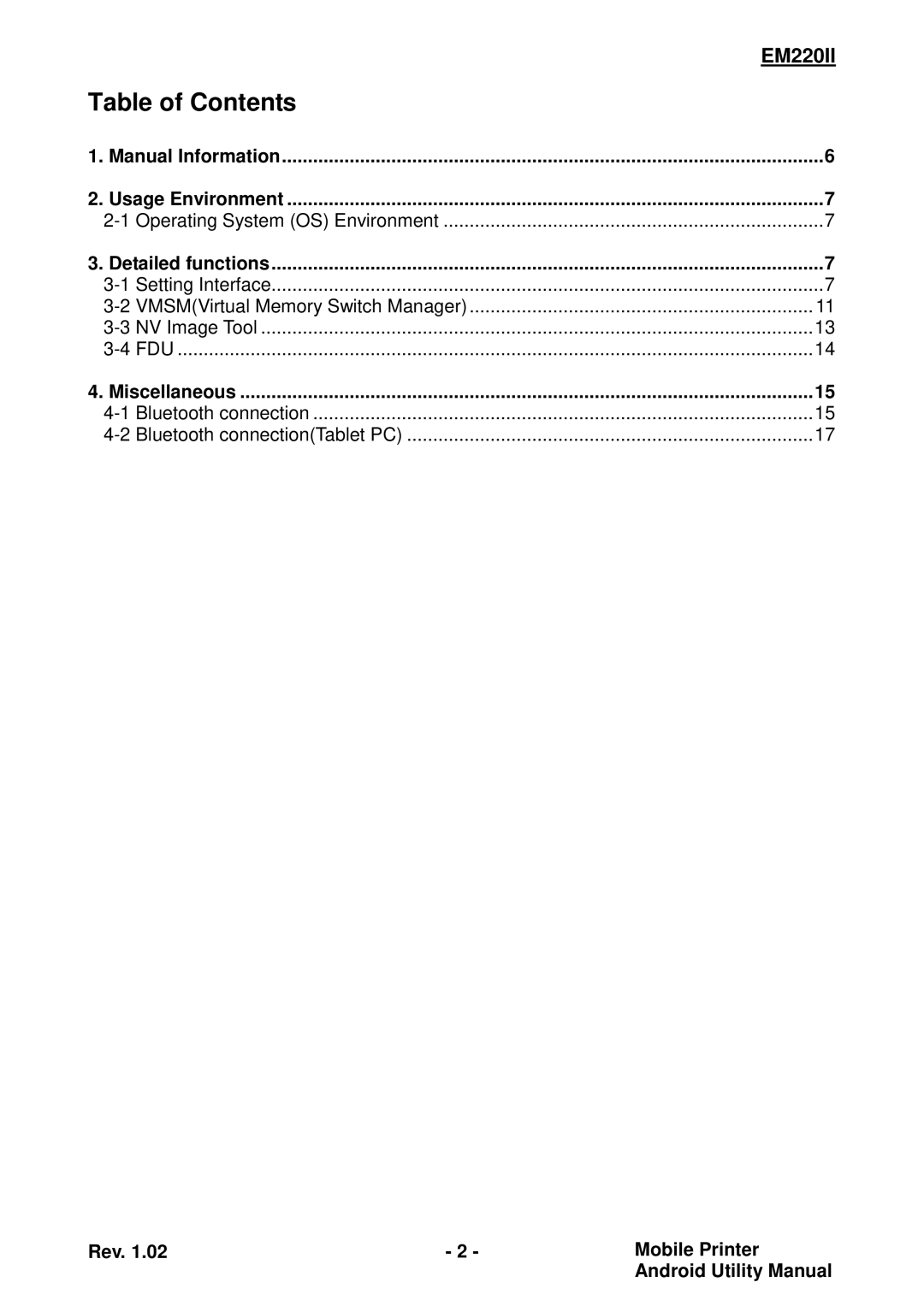 Zebra Technologies EM220II manual Table of Contents 