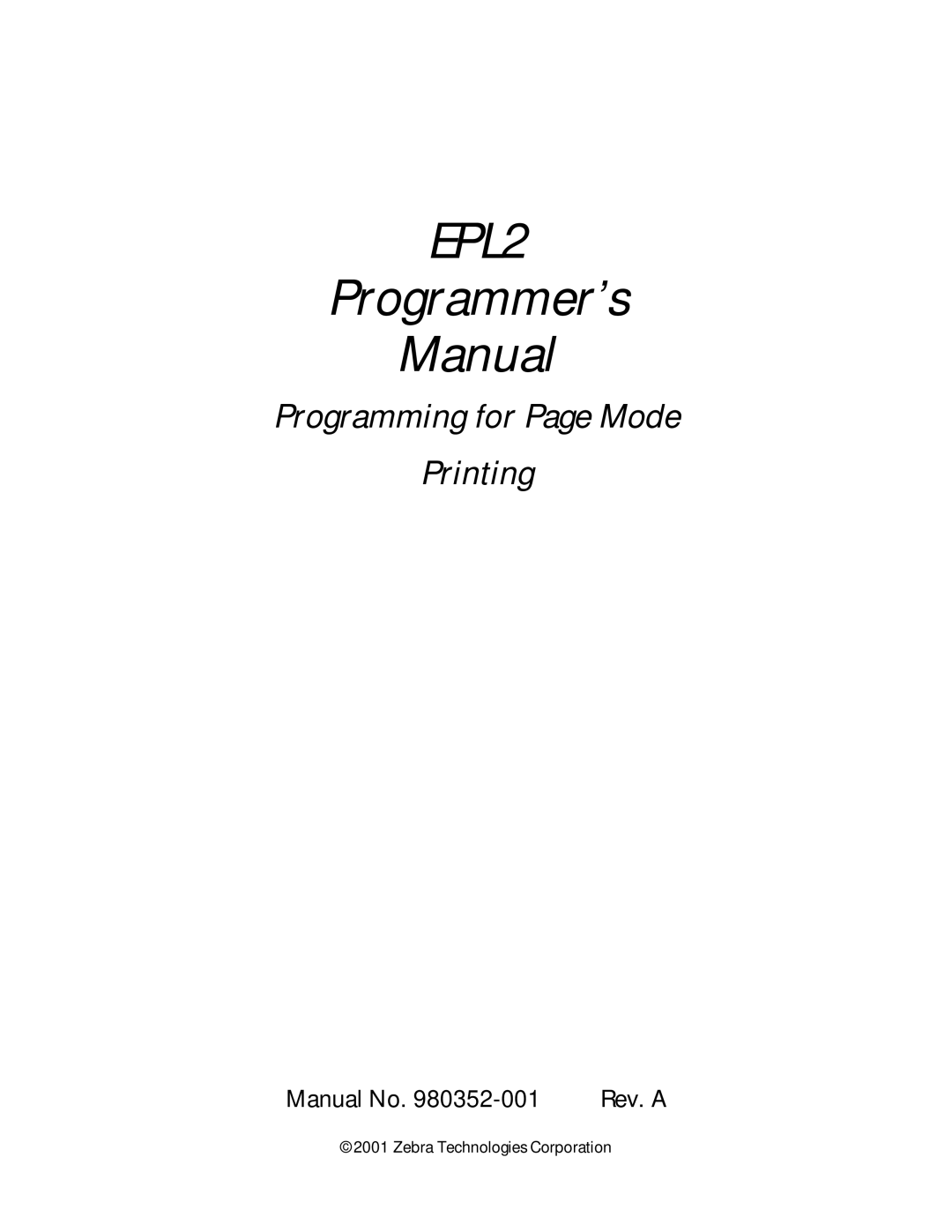 Zebra Technologies EPL2 manual 