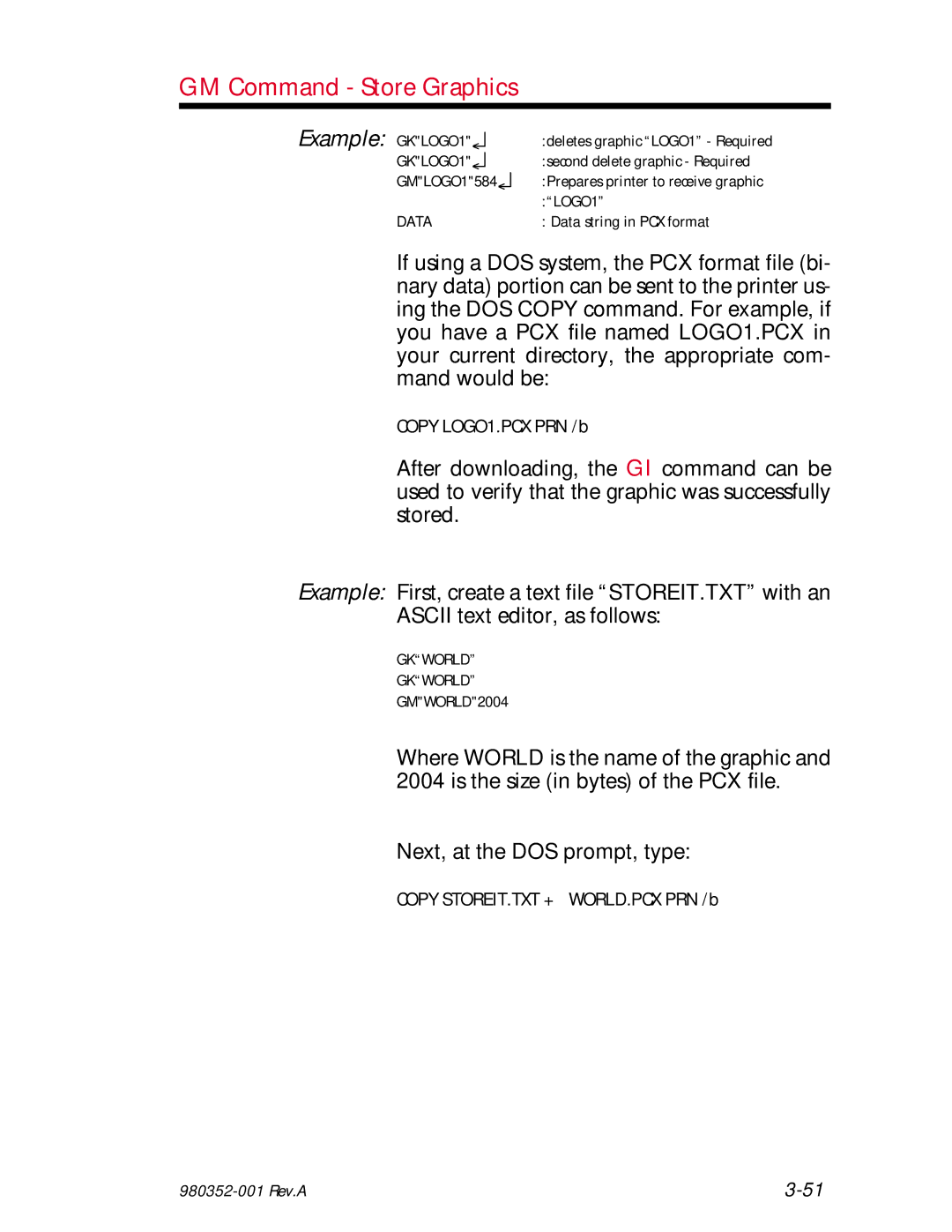 Zebra Technologies EPL2 manual Copy LOGO1.PCX PRN /b, Next, at the DOS prompt, type 