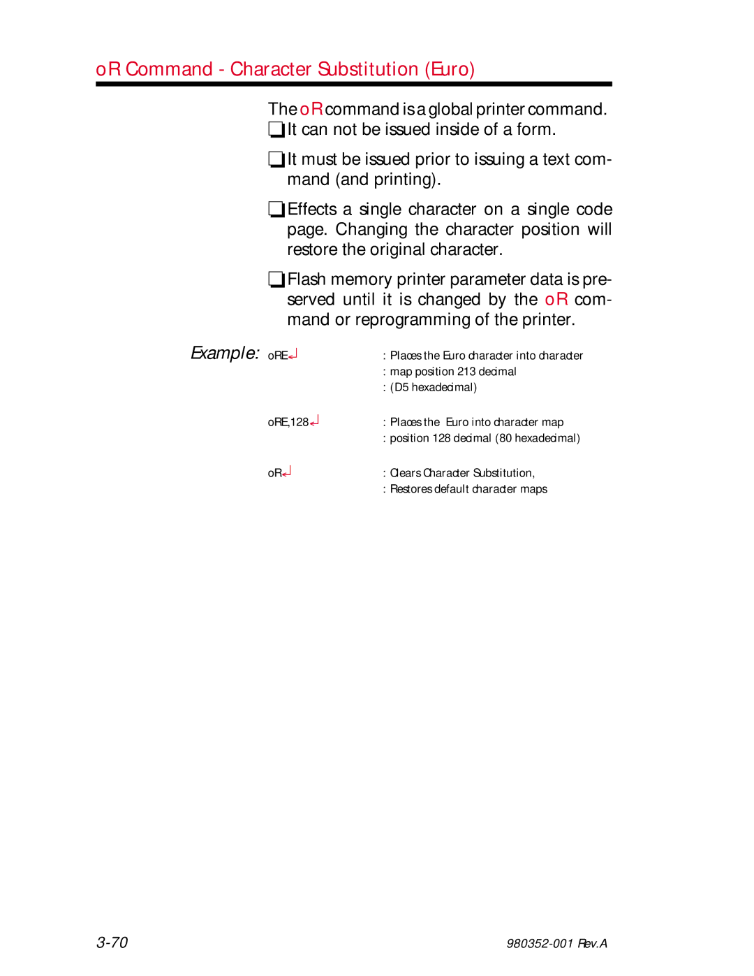 Zebra Technologies EPL2 manual Example oRE, ORE,128 