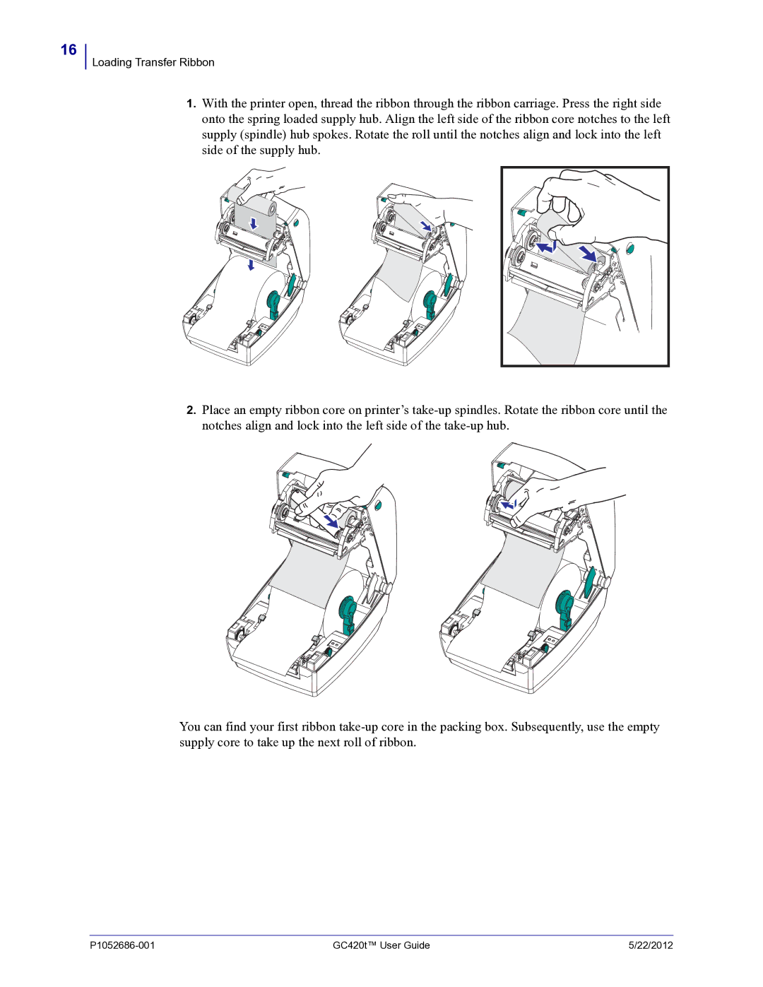 Zebra Technologies GC420t manual Loading Transfer Ribbon 