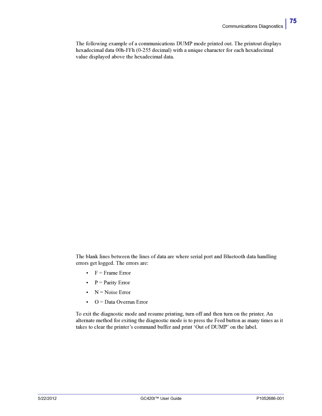 Zebra Technologies GC420t manual Communications Diagnostics 