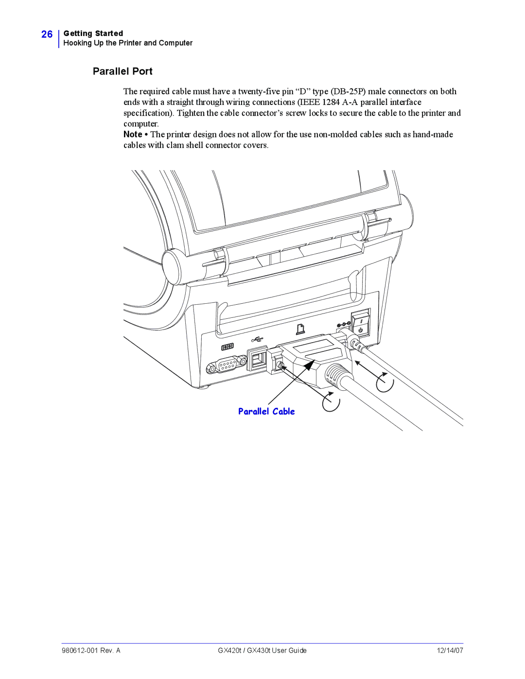 Zebra Technologies GX430t, GX420t manual Parallel Port 