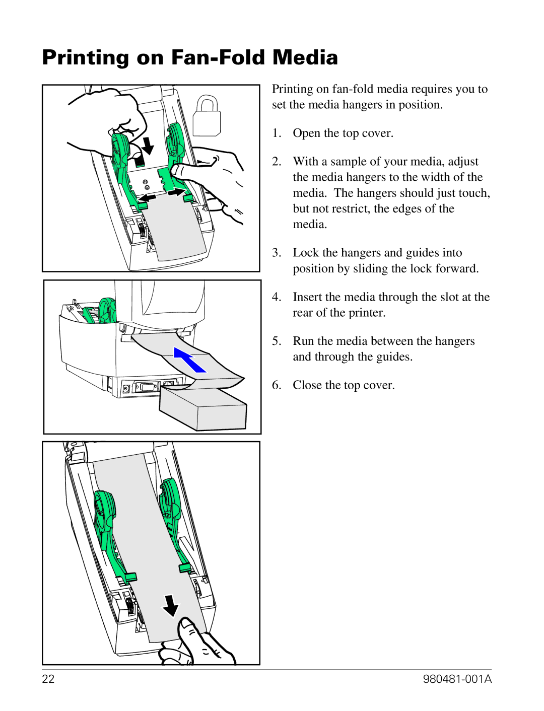 Zebra Technologies LP 2824 manual Printing on Fan-Fold Media 