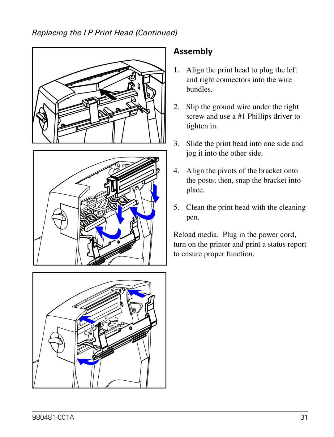 Zebra Technologies LP 2824 manual Assembly 