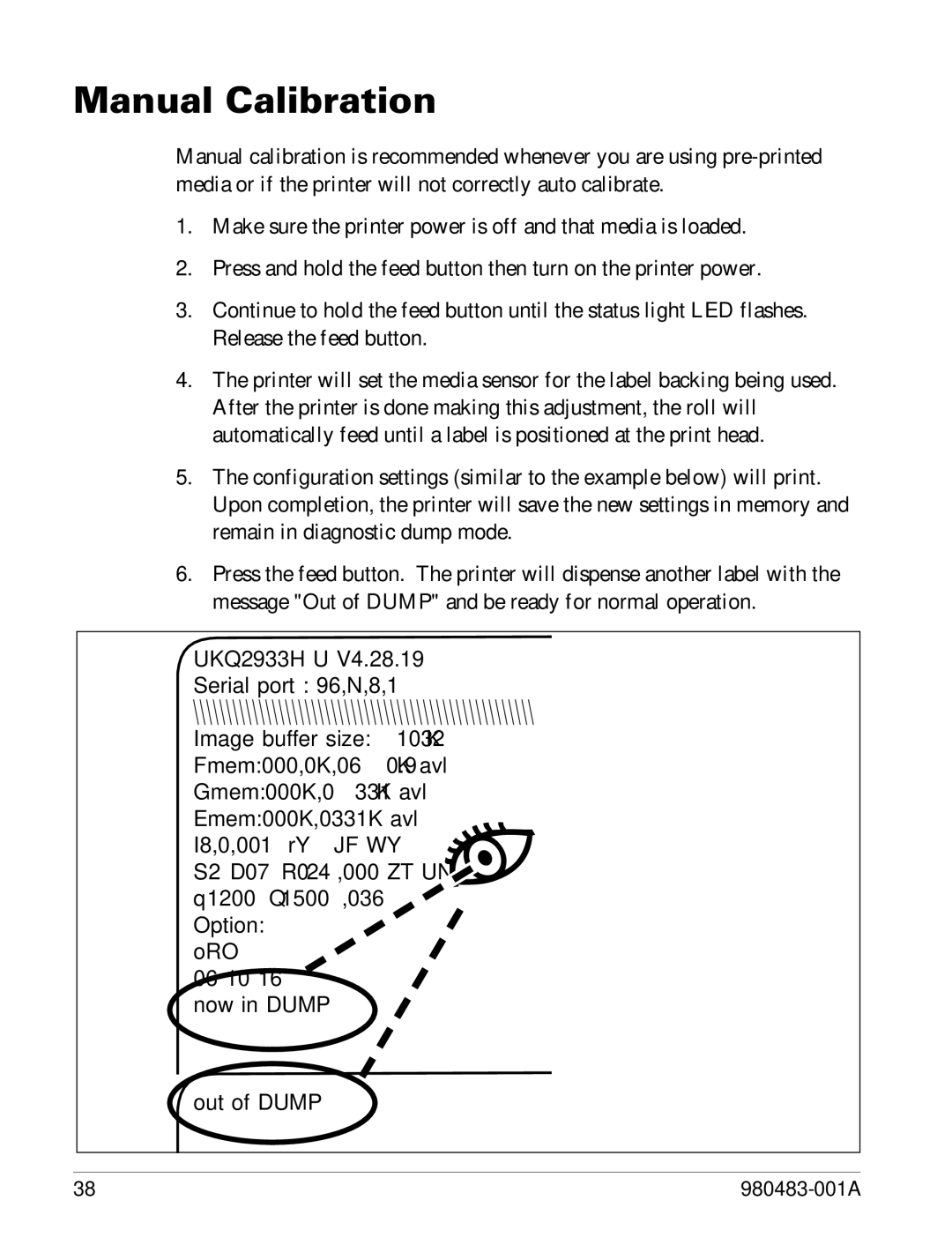 Zebra Technologies LP 2844 manual Manual Calibration 