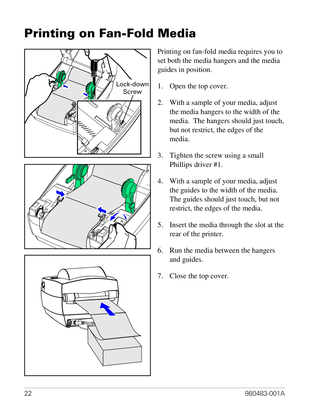 Zebra Technologies LP 2844 manual Printing on Fan-Fold Media 