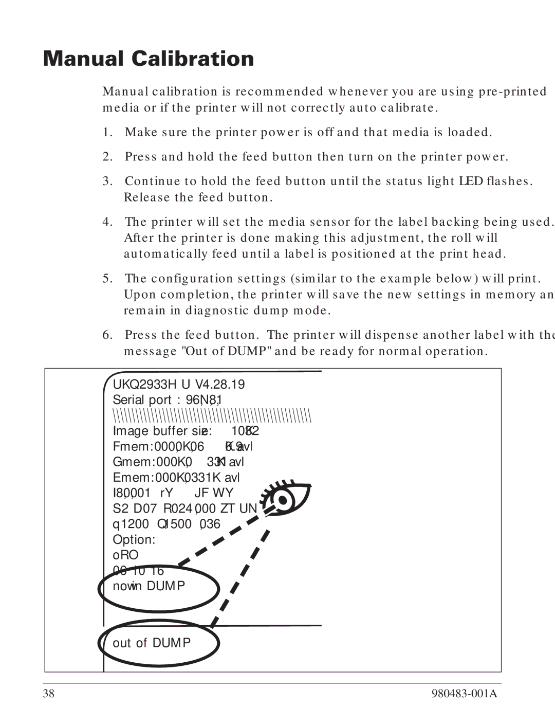 Zebra Technologies LP 2844 manual Manual Calibration 