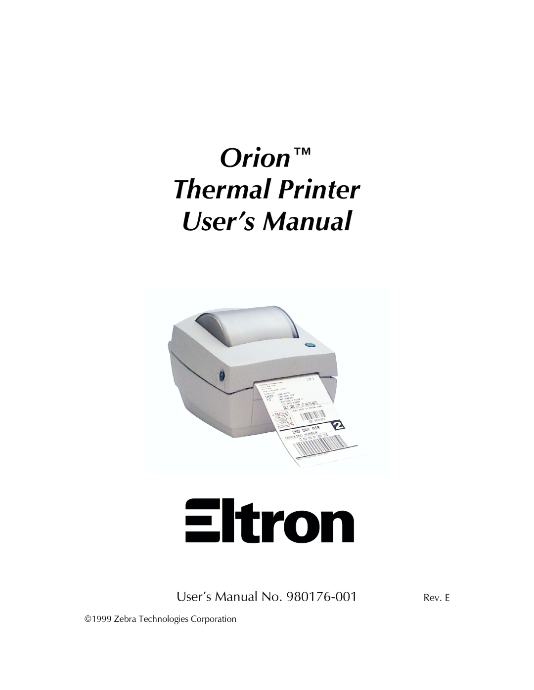 Zebra Technologies LP2443 user manual Orion Thermal Printer User’s Manual 