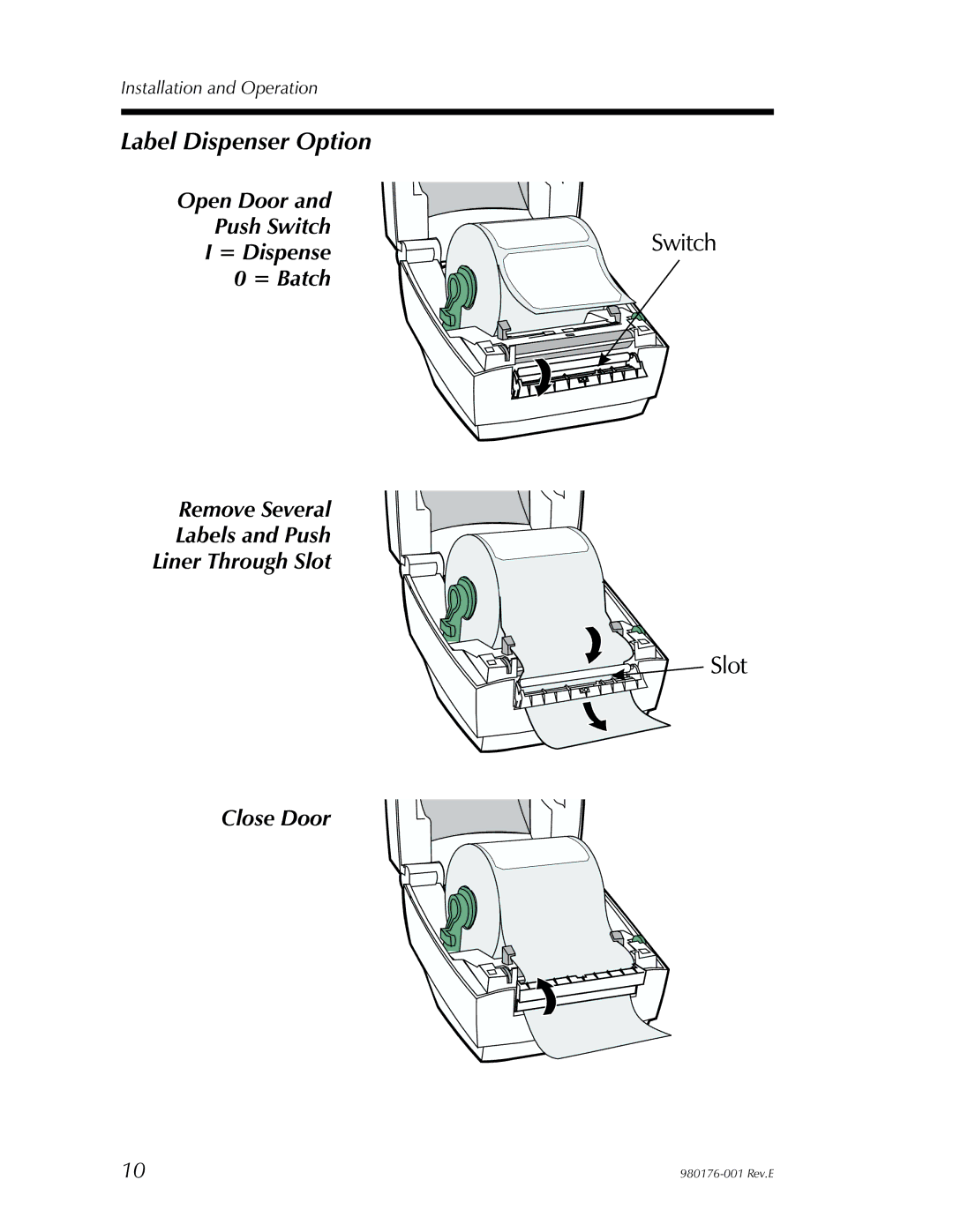 Zebra Technologies LP2443 user manual Label Dispenser Option 