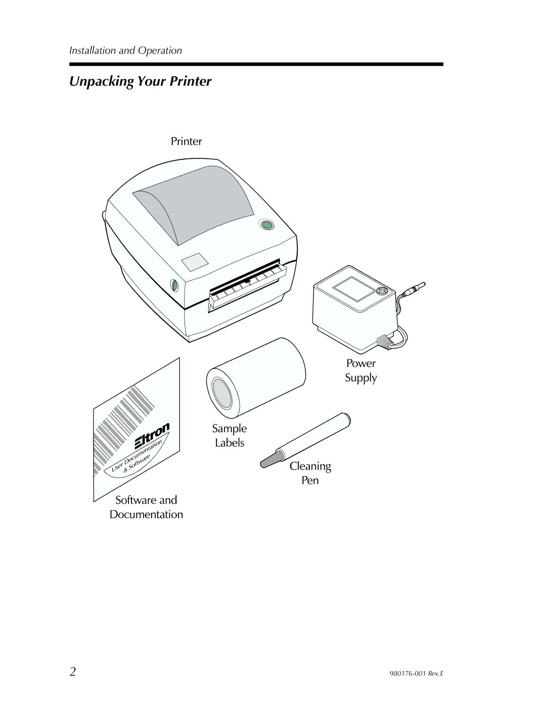 Zebra Technologies LP2443 user manual Unpacking Your Printer 