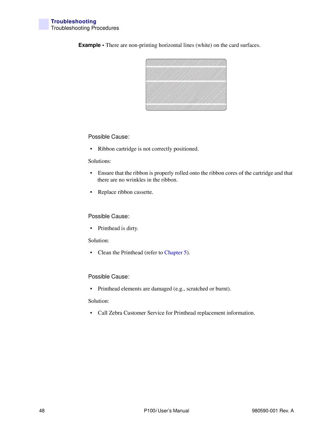 Zebra Technologies P100iTM manual Possible Cause 